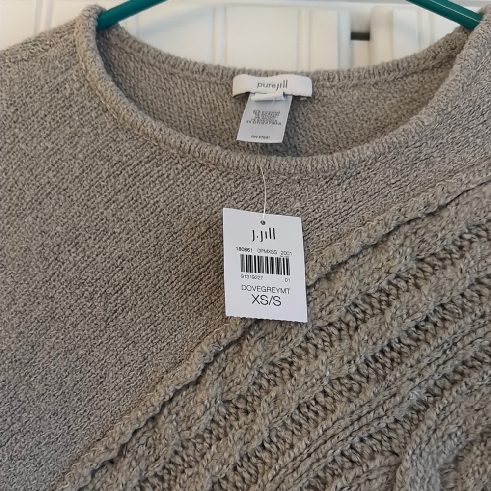 J. Jill Gray Crewneck Sweater with Decorative Pattern